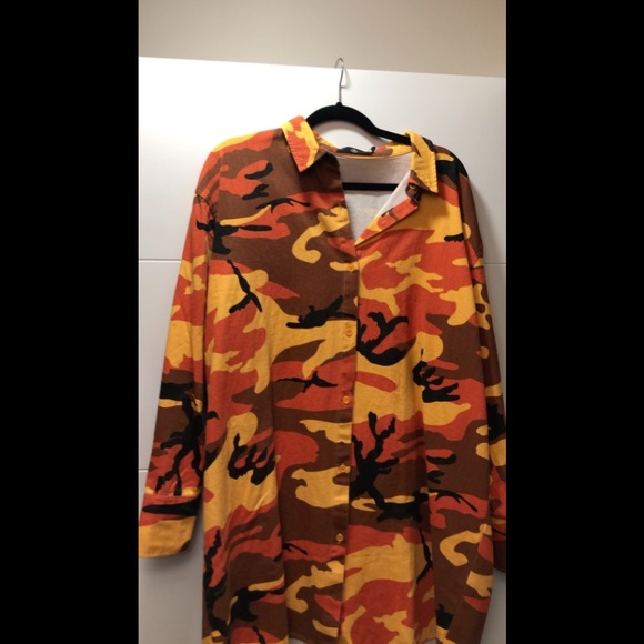 ORANGE CAMO SHIRT DRESS 🍊 - Picture 1 of 3